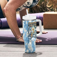 Argentina Football Campeones Del Mundo 2026 Tumbler With Handle Champions Soccer Flag Watercolor Paint Drips Trophy