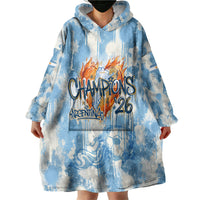 Argentina Football Campeones Del Mundo 2026 Wearable Blanket Hoodie Champions Soccer Flag Watercolor Paint Drips Trophy