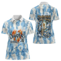 Argentina Football Campeones Del Mundo 2026 Women Polo Shirt Champions Soccer Flag Watercolor Paint Drips Trophy