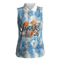 Argentina Football Campeones Del Mundo 2026 Women Sleeveless Polo Shirt Champions Soccer Flag Watercolor Paint Drips Trophy