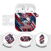 USA World Football AirPods Case One Team One Goal - Patriotic Bald Eagle Mascot Soccer