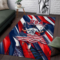 USA World Football Area Rug One Team One Goal - Patriotic Bald Eagle Mascot Soccer