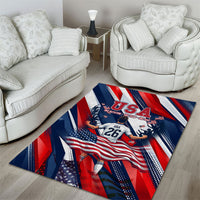 USA World Football Area Rug One Team One Goal - Patriotic Bald Eagle Mascot Soccer