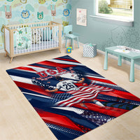USA World Football Area Rug One Team One Goal - Patriotic Bald Eagle Mascot Soccer