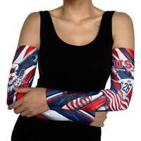 USA World Football Arm Sleeves One Team One Goal - Patriotic Bald Eagle Mascot Soccer