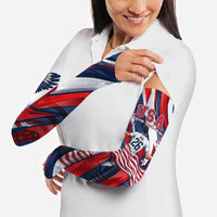 USA World Football Arm Sleeves One Team One Goal - Patriotic Bald Eagle Mascot Soccer