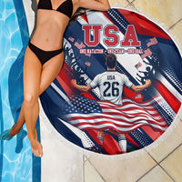 USA World Football Beach Blanket One Team One Goal - Patriotic Bald Eagle Mascot Soccer