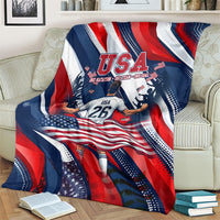 USA World Football Blanket One Team One Goal - Patriotic Bald Eagle Mascot Soccer