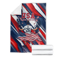 USA World Football Blanket One Team One Goal - Patriotic Bald Eagle Mascot Soccer