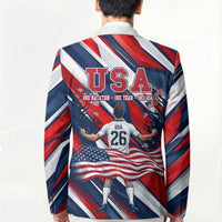 USA World Football Blazer One Team One Goal - Patriotic Bald Eagle Mascot Soccer