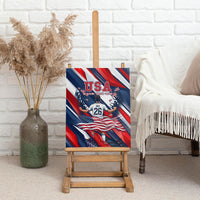 USA World Football Canvas Wall Art One Team One Goal - Patriotic Bald Eagle Mascot Soccer