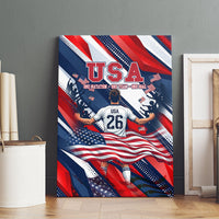 USA World Football Canvas Wall Art One Team One Goal - Patriotic Bald Eagle Mascot Soccer