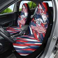 USA World Football Car Seat Cover One Team One Goal - Patriotic Bald Eagle Mascot Soccer
