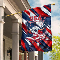 USA World Football Garden Flag One Team One Goal - Patriotic Bald Eagle Mascot Soccer