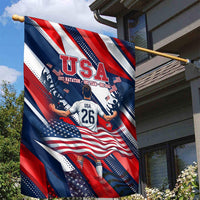 USA World Football Garden Flag One Team One Goal - Patriotic Bald Eagle Mascot Soccer