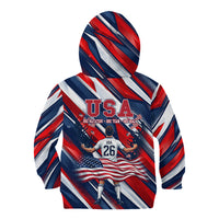 USA World Football Kid Hoodie One Team One Goal - Patriotic Bald Eagle Mascot Soccer