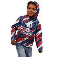 USA World Football Kid Hoodie One Team One Goal - Patriotic Bald Eagle Mascot Soccer