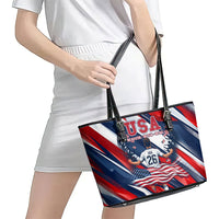 USA World Football Leather Tote Bag One Team One Goal - Patriotic Bald Eagle Mascot Soccer