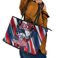 USA World Football Leather Tote Bag One Team One Goal - Patriotic Bald Eagle Mascot Soccer