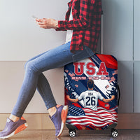 USA World Football Luggage Cover One Team One Goal - Patriotic Bald Eagle Mascot Soccer