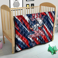 USA World Football Quilt One Team One Goal - Patriotic Bald Eagle Mascot Soccer
