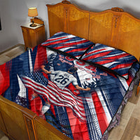 USA World Football Quilt Bed Set One Team One Goal - Patriotic Bald Eagle Mascot Soccer