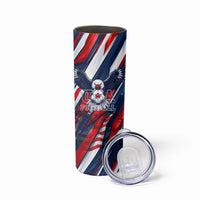 USA World Football Skinny Tumbler One Team One Goal - Patriotic Bald Eagle Mascot Soccer