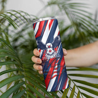 USA World Football Skinny Tumbler One Team One Goal - Patriotic Bald Eagle Mascot Soccer