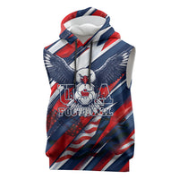 USA World Football Sleeveless Hoodie One Team One Goal - Patriotic Bald Eagle Mascot Soccer