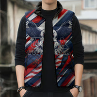 USA World Football Sleeveless Puffer Jacket One Team One Goal - Patriotic Bald Eagle Mascot Soccer