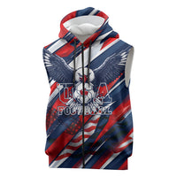 USA World Football Sleeveless Zip Hoodie One Team One Goal - Patriotic Bald Eagle Mascot Soccer