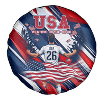 USA World Football Spare Tire Cover One Team One Goal - Patriotic Bald Eagle Mascot Soccer