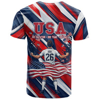 USA World Football T Shirt One Team One Goal - Patriotic Bald Eagle Mascot Soccer