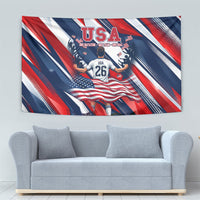 USA World Football Tapestry One Team One Goal - Patriotic Bald Eagle Mascot Soccer