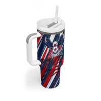 USA World Football Tumbler With Handle One Team One Goal - Patriotic Bald Eagle Mascot Soccer