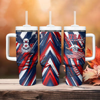 USA World Football Tumbler With Handle One Team One Goal - Patriotic Bald Eagle Mascot Soccer