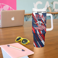 USA World Football Tumbler With Handle One Team One Goal - Patriotic Bald Eagle Mascot Soccer