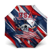 USA World Football Umbrella One Team One Goal - Patriotic Bald Eagle Mascot Soccer
