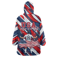 USA World Football Wearable Blanket Hoodie One Team One Goal - Patriotic Bald Eagle Mascot Soccer