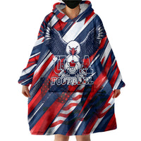 USA World Football Wearable Blanket Hoodie One Team One Goal - Patriotic Bald Eagle Mascot Soccer