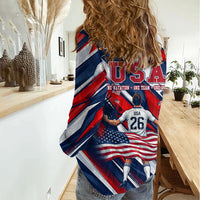 USA World Football Women Casual Shirt One Team One Goal - Patriotic Bald Eagle Mascot Soccer