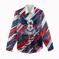 USA World Football Women Casual Shirt One Team One Goal - Patriotic Bald Eagle Mascot Soccer