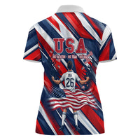 USA World Football Women Polo Shirt One Team One Goal - Patriotic Bald Eagle Mascot Soccer