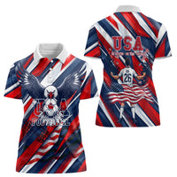 USA World Football Women Polo Shirt One Team One Goal - Patriotic Bald Eagle Mascot Soccer