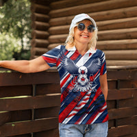 USA World Football Women Polo Shirt One Team One Goal - Patriotic Bald Eagle Mascot Soccer