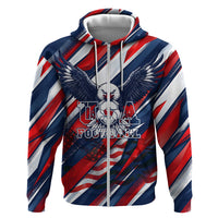 USA World Football Zip Hoodie One Team One Goal - Patriotic Bald Eagle Mascot Soccer