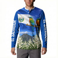 El Salvador Torogoz Bird Button Sweatshirt Divine Savior Monument Volcano Flor De Izote Art