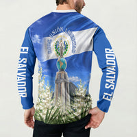 El Salvador Torogoz Bird Button Sweatshirt Divine Savior Monument Volcano Flor De Izote Art