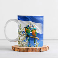 El Salvador Torogoz Bird Ceramic Mug Divine Savior Monument Volcano Flor De Izote Art