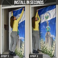 El Salvador Torogoz Bird Door Cover Divine Savior Monument Volcano Flor De Izote Art
